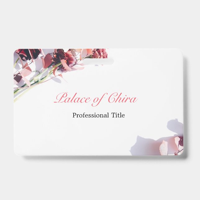 Floral Pink Name ID Badge (Front)