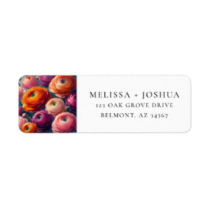 Floral Pink Orange Ranunculus Return Address Label