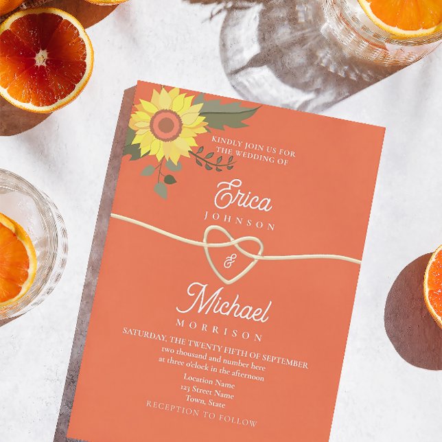 Floral Pink Orange Wedding Invitation (Creator Uploaded)
