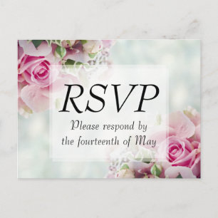 Floral Pink Pastel Wedding Invitation RSVP Postcard