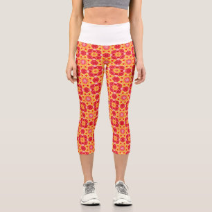 Floral pink pattern capri leggings