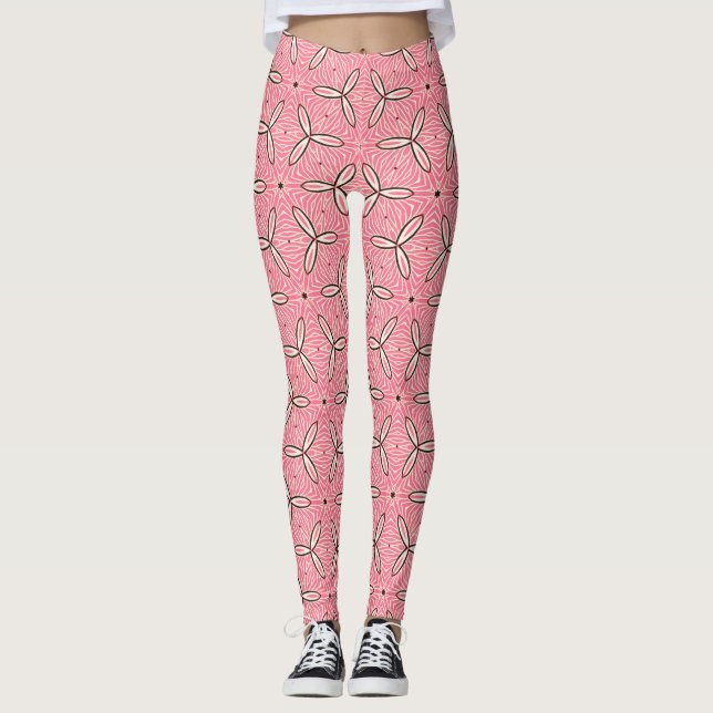 Floral pink pattern leggings (Front)
