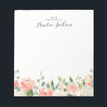 Floral Pink Peach Personalised Stationery Notepad<br><div class="desc">More pretty Notepads in the Little Bayleigh Store!</div>