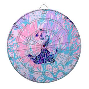 floral pink peacock dartboard