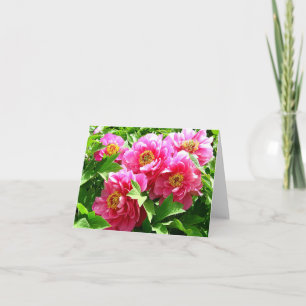 Floral Pink Peonies Flower Blank Thank You Card