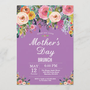 Floral Pink Peonies Mothers Day Brunch Invitation