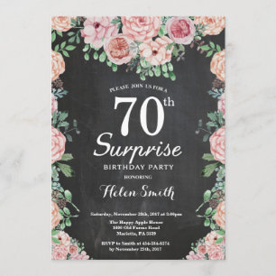 Floral Pink Peonies Surprise 70th Birthday Invitation