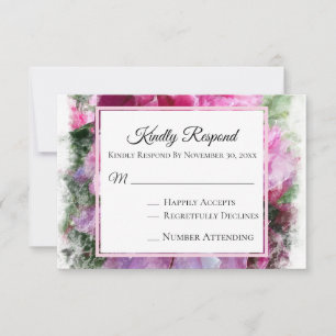 *~* Floral Pink PEONY AR1 Wedding RSVP Card
