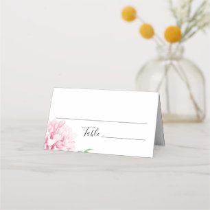 Floral Pink Peony Boho Botanical Elegant Place Card