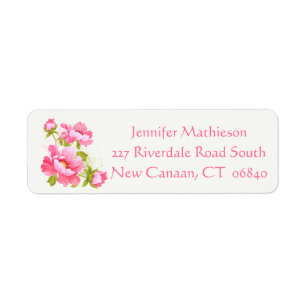 Floral Pink Peony Flower Wedding Peonies Return Address Label