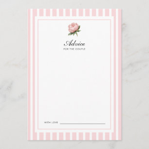 Floral Pink Peony Stripes Wedding Advice Card