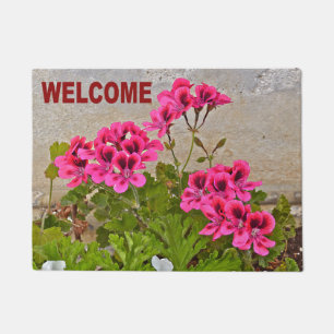 FLORAL/PINK PETALS/RESEMBLES VIOLAS/WELCOME DOORMAT
