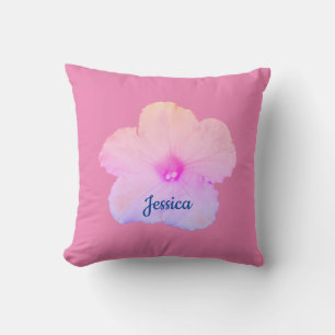 Floral Pink Petunia Name Monogram Cute Girly 2020 Cushion