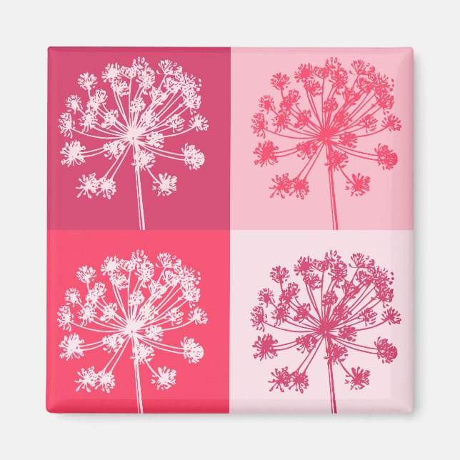 Floral Pink Popart Magnet (Front)