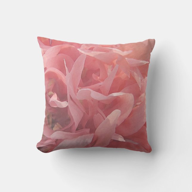 Floral Pink Poppy Flower Cushion (Front)