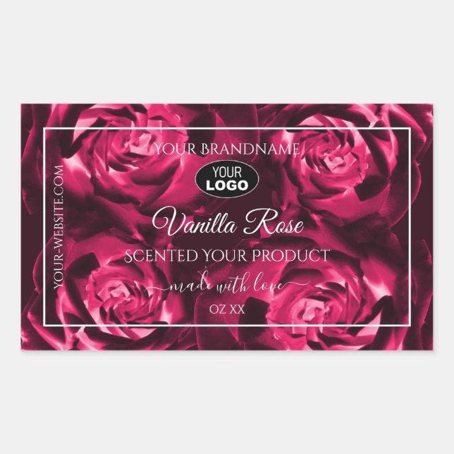 Floral Pink Product Labels Rose Flowers with Logo (Front)