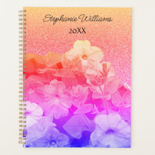 Floral Pink Purple Glittery Custom Name Gift Favou Planner