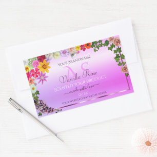 Floral Pink Purple Gradient Product Label Monogram
