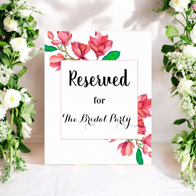 Floral Pink Reserved Wedding Sign White Poster (Creator Uploaded)