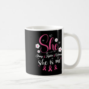 Floral Pink Ribbon Strong Warrior Breast Cancer Aw Coffee Mug