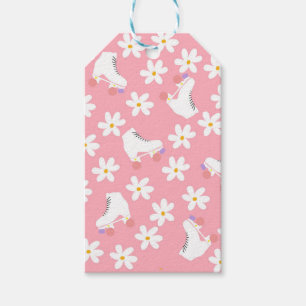 Floral Pink Roller Skates Roller Skating Birthday Gift Tags