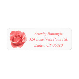 Floral PInk Rose Flower - Wedding, Bridal Shower Return Address Label