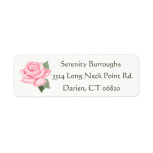 Floral Pink Rose Flower - Wedding Party Flowers Return Address Label