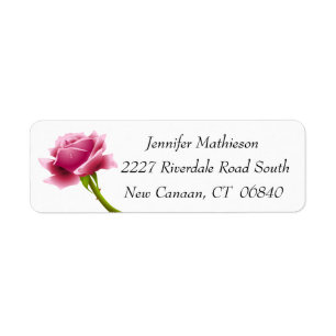 Floral Pink Rose Flower - Wedding / Party Return Address Label