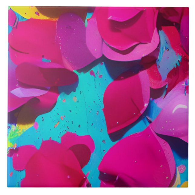 Floral Pink Rose Petals Ceramic Tile (Front)