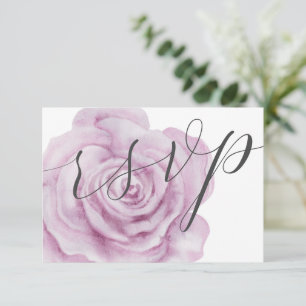 Floral Pink Rose Watercolor Wedding RSVP Card