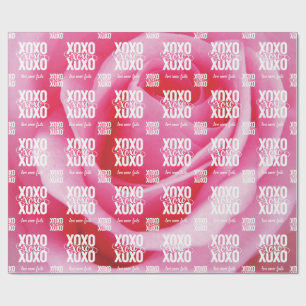 Floral Pink Rose XOXO Love Never Fails Valentines Wrapping Paper