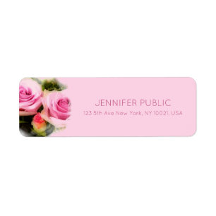 Floral Pink Roses Bouquet Flowers Return Address Label