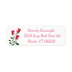 Floral Pink Roses Flower Return Address Label