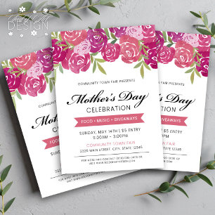 Floral Pink Roses Mother's Day Celebration Event Flyer