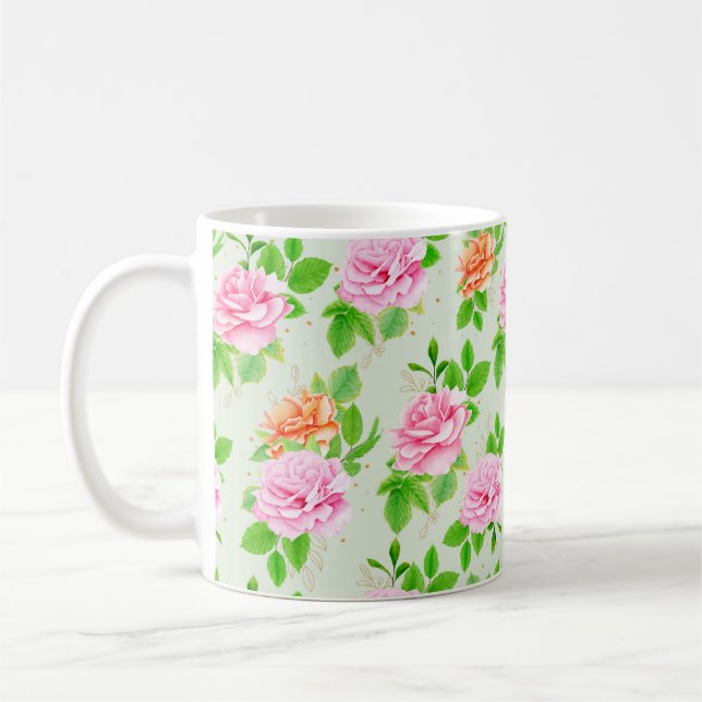 Floral Pink Roses Pattern-23670 Coffee Mug (Left)