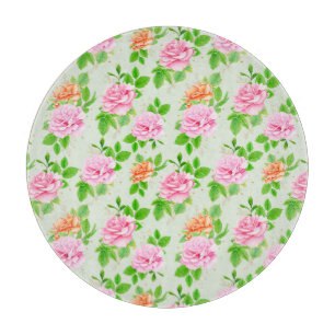 Floral Pink Roses Pattern-2367 Cutting Board