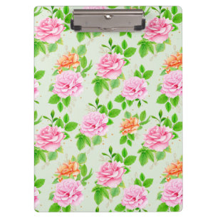 Floral Pink Roses Pattern Clipboard