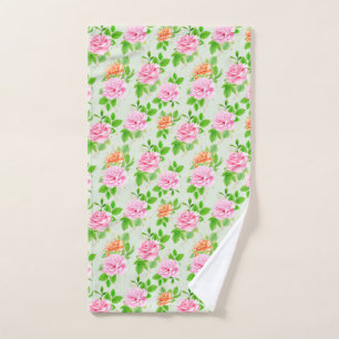 Floral Pink Roses Pattern Hand Towel