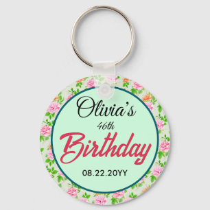 Floral Pink Roses Pattern Key Ring