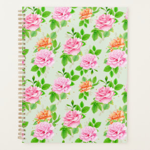 Floral Pink Roses Pattern Planner