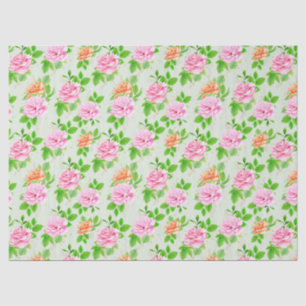 Floral Pink Roses Pattern Tissue Paper