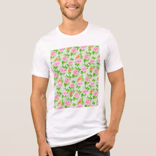 Floral Pink Roses Pattern Tri-Blend Shirt