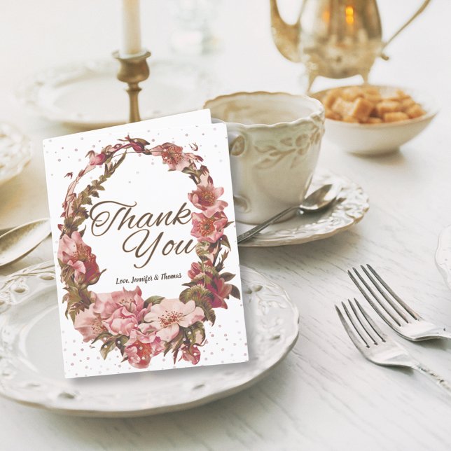 Floral Pink Rustic Thank You Card (Creator Uploaded)
