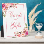 Floral Pink Shower or Wedding Cards Gifts Plaque<br><div class="desc">Watercolor Floral Pink Shower or Wedding Cards Gifts Table Plaque</div>