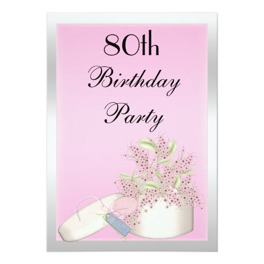 Floral Pink & Silver 80th Birthday Card