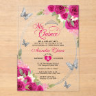 Floral Pink Silver Tiara Butterfly Mis Quinceañera