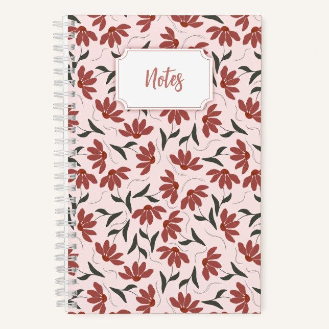 Floral pink spiral notebook | cute journal (Front)