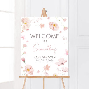 Floral Pink Spring Baby in Bloom Welcome Poster