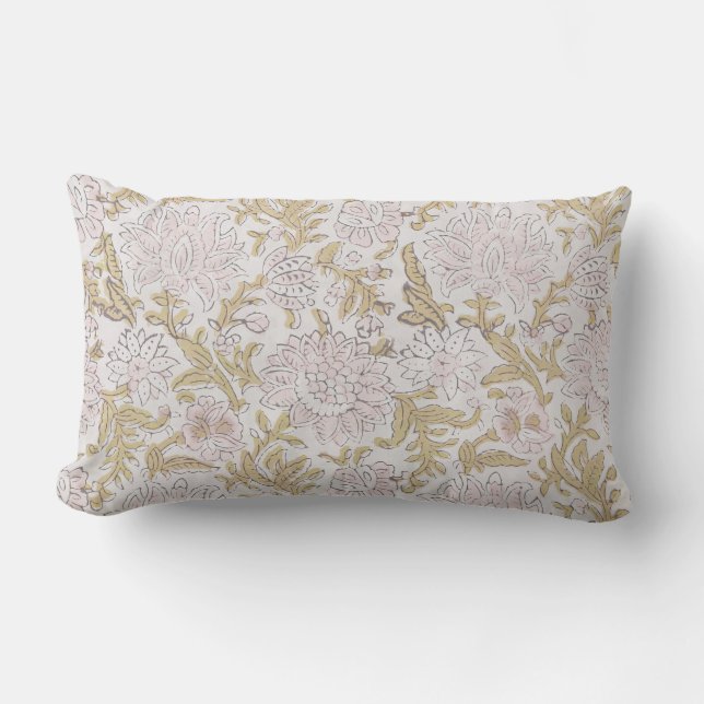 Floral pink spring  lumbar cushion (Front)