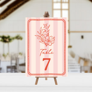 Floral Pink Stripe Wedding Invitation